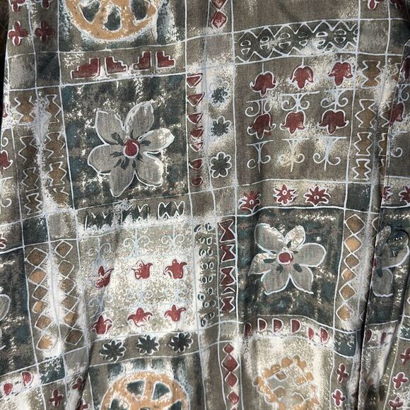 Tori Richard Shirt Mens XL 100% Cotton Lawn Hawaiian Short Sleeve Brown Green - Picture 4 of 9